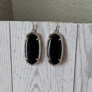 Kendra Scott Black and Silver Oval Dangle Earrings